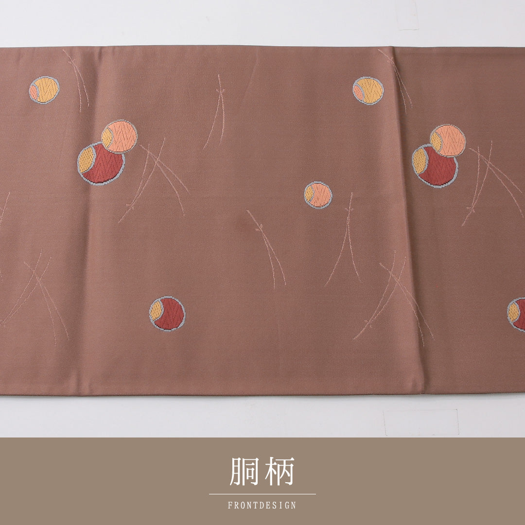 袋帯 帯丈440cm インフォーマル 六通 帯芯なし Aランク 正絹 松葉 創作柄 ピンク系 1223-02234