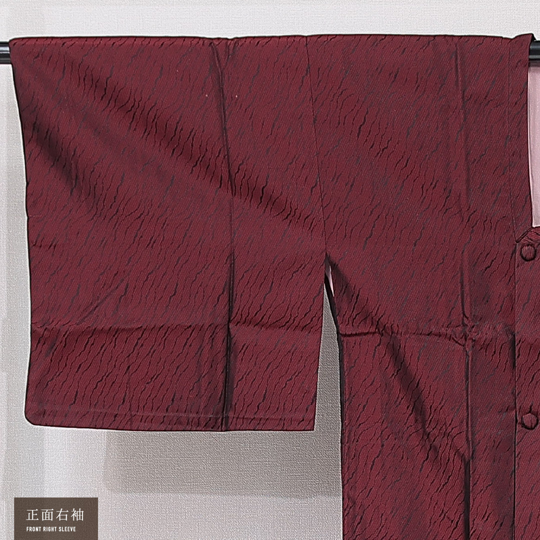 道行コート 袷 身丈129cm 裄丈64cm 正絹 Aランク セミフォーマル Mサイズ ポケットあり 抽象柄 赤系 RP 1237-15184