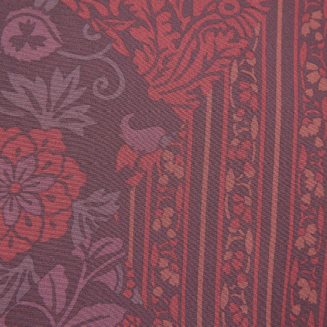 道行コート 袷 身丈86cm 裄丈66cm 正絹 Sランク Mサイズ フォーマル ポケットあり 唐草 縞 紫系 1263-15136