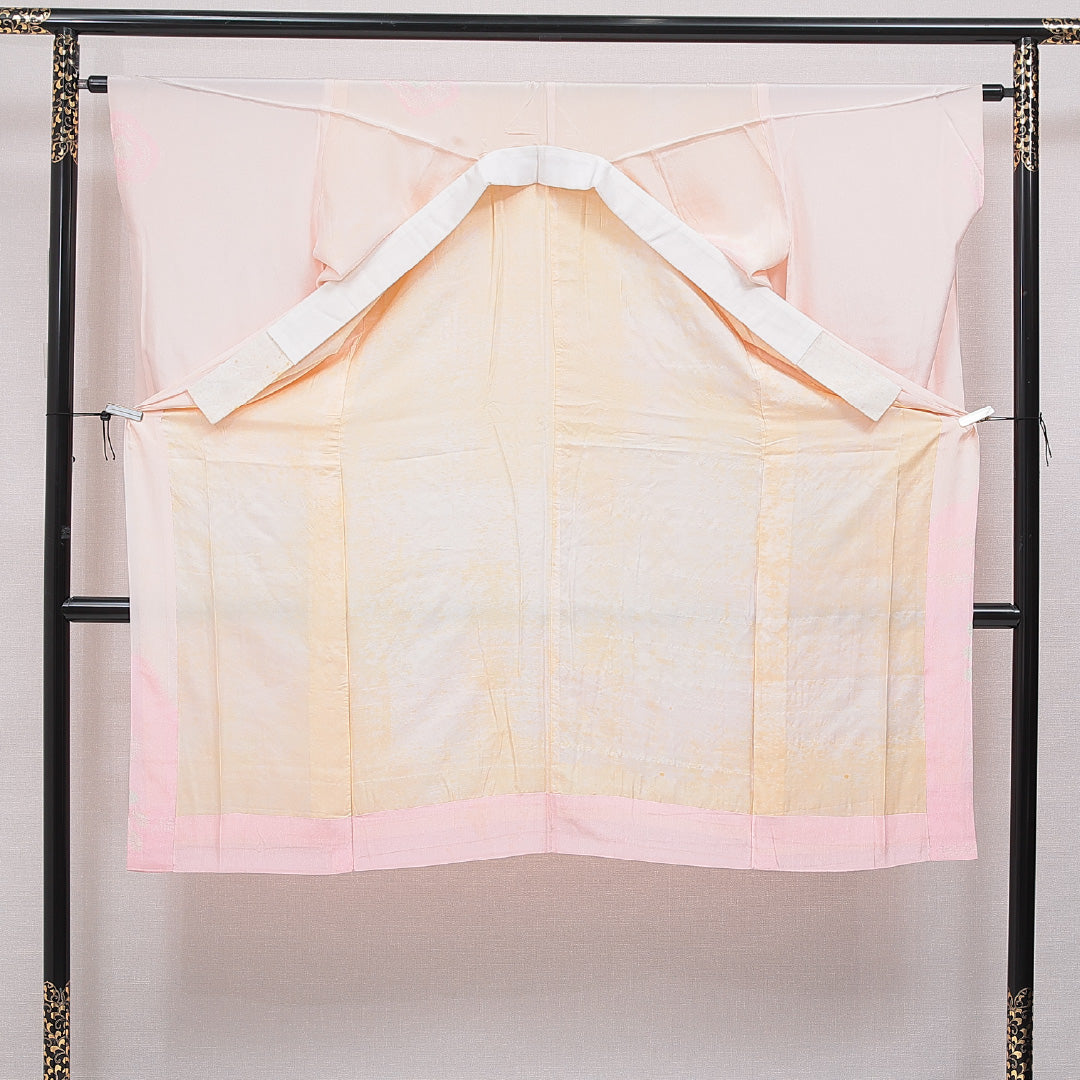 長襦袢 無双袖 身丈127cm 裄丈64cm 正絹 Cランク Mサイズ 部分絞り 桜 ピンク系 HP 1239-16675