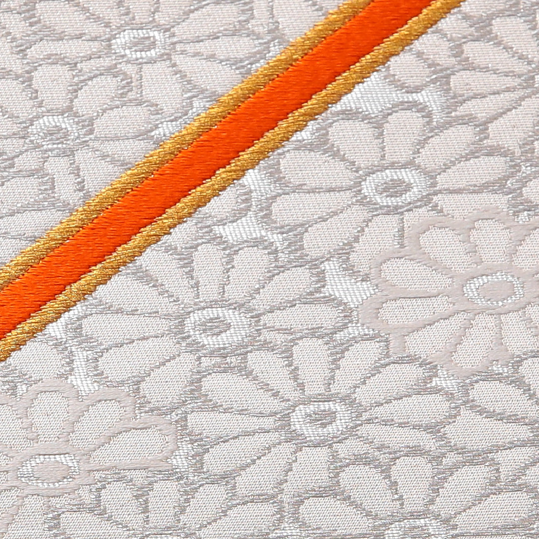 袋帯 帯丈450cm フォーマル 六通 Sランク 正絹 菊 銀系 1223-01980