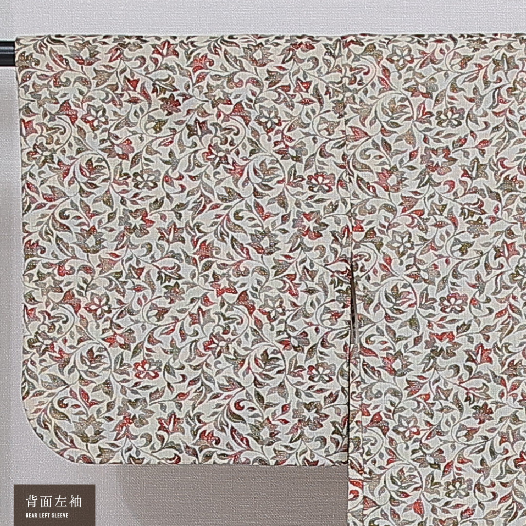 羽織 袷 身丈76cm 裄丈62cm 正絹 Aランク カジュアル Sサイズ 花柄 クリーム系 RP 1232-16151