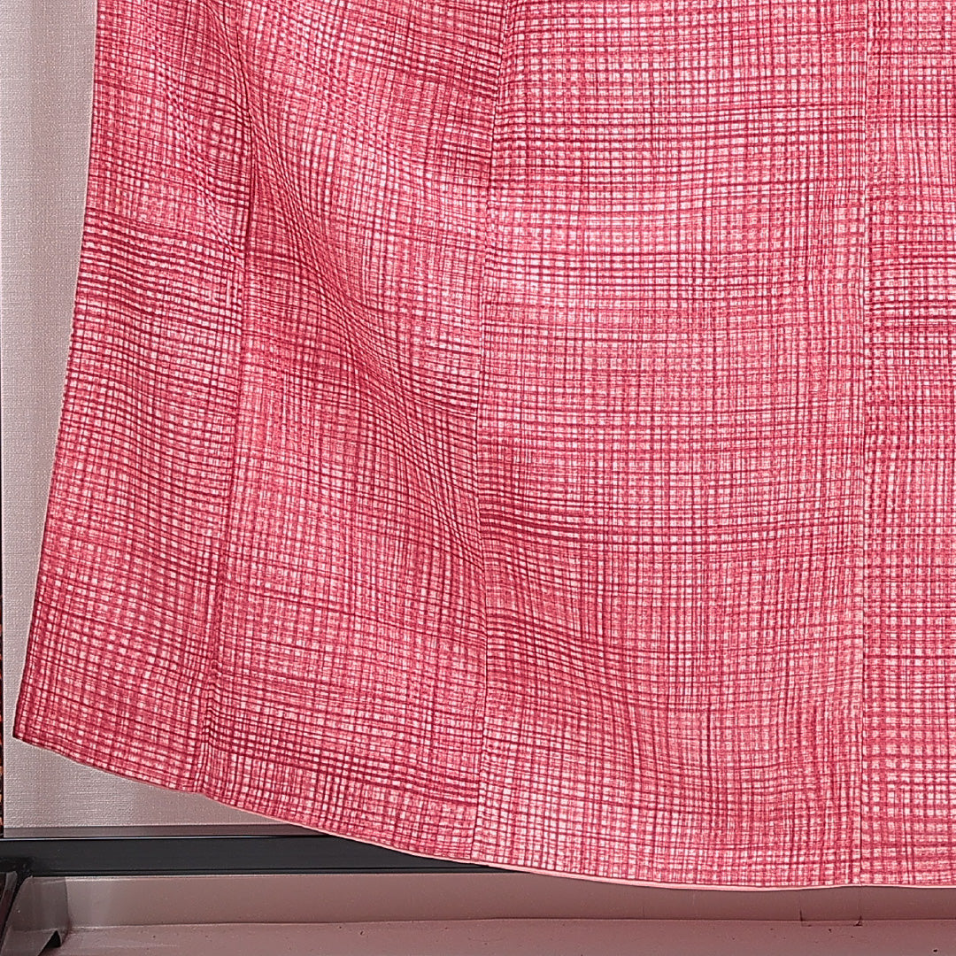 小紋 洗える着物 袷 身丈158cm 裄丈63cm ポリエステル Aランク Mサイズ 広衿 インフォーマル 格子 ピンク系 1215-16393