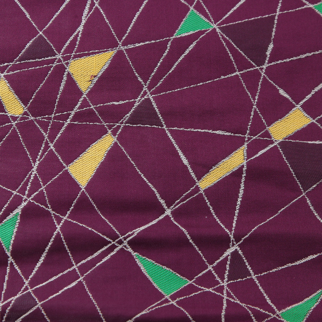 袋帯 帯丈434cm インフォーマル 六通 帯芯なし Cランク 正絹 創作柄 紫系 1223-02246