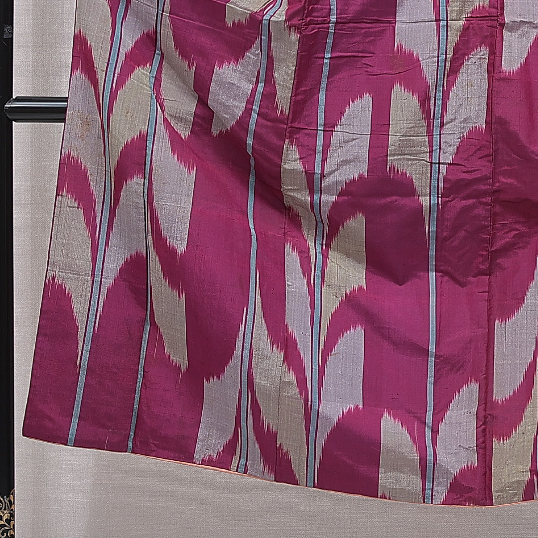 アンティーク 紬(銘仙) 袷 身丈139cm 裄丈64cm 正絹 Cランク XSサイズ バチ衿 創作柄 紫系 1216-15971