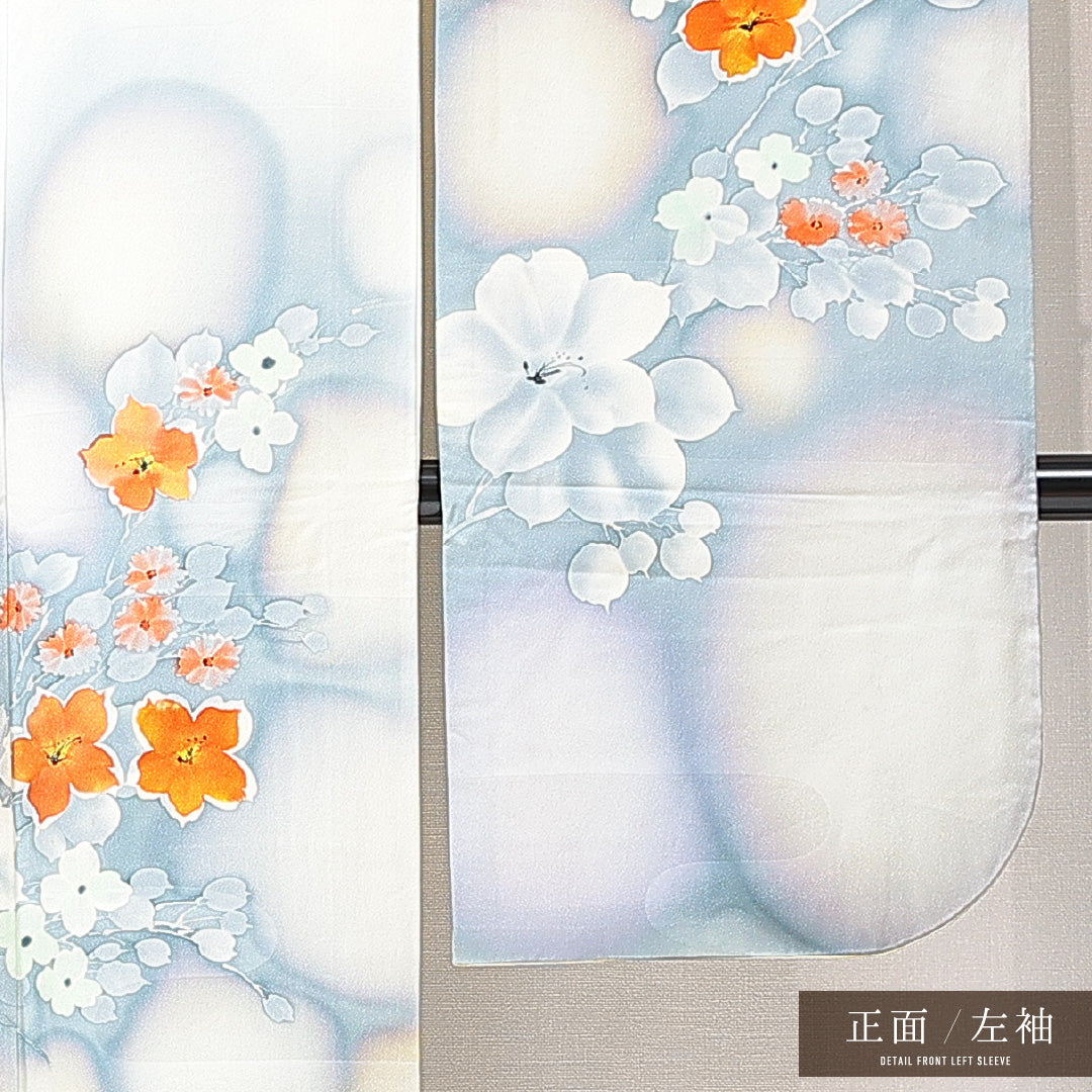 振袖 袷 身丈158cm 裄丈65cm フォーマル Cランク Mサイズ 正絹 広衿 桔梗 1213-F0700