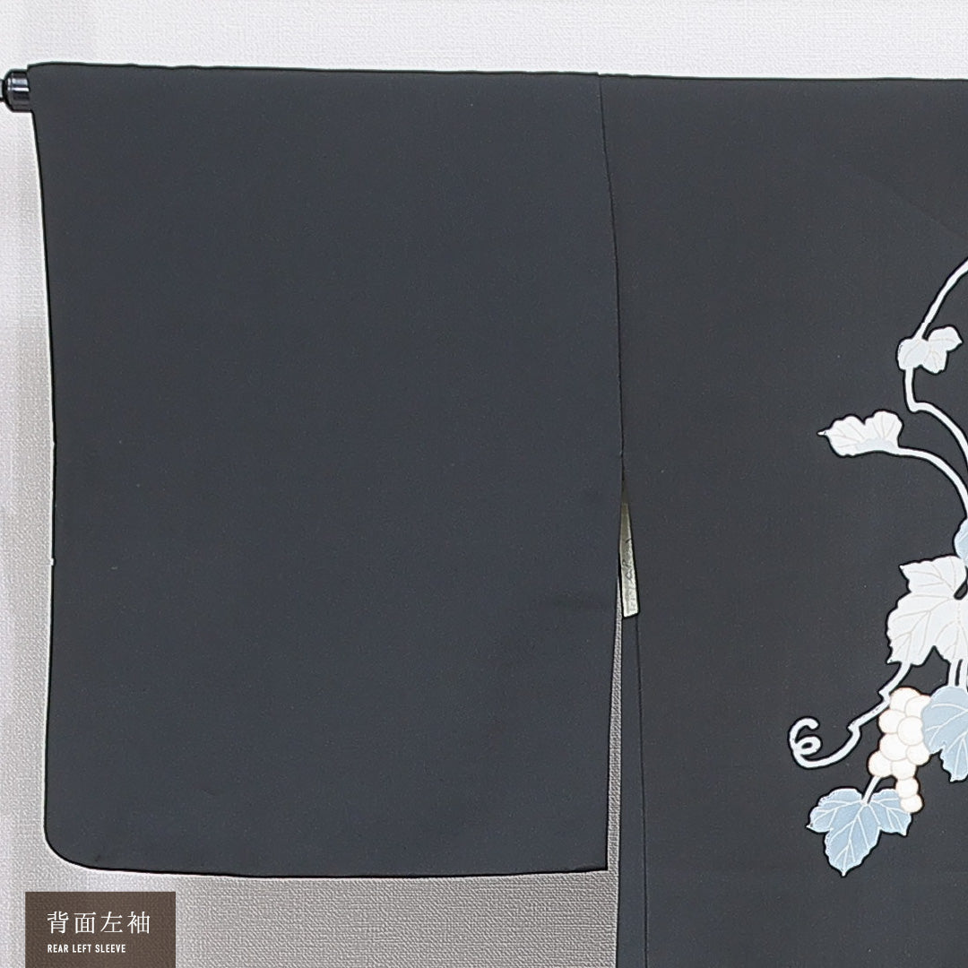 黒羽織 袷 身丈83cm 裄丈64cm 正絹 Sランク インフォーマル Mサイズ 葡萄 黒系 RP 1233-16827