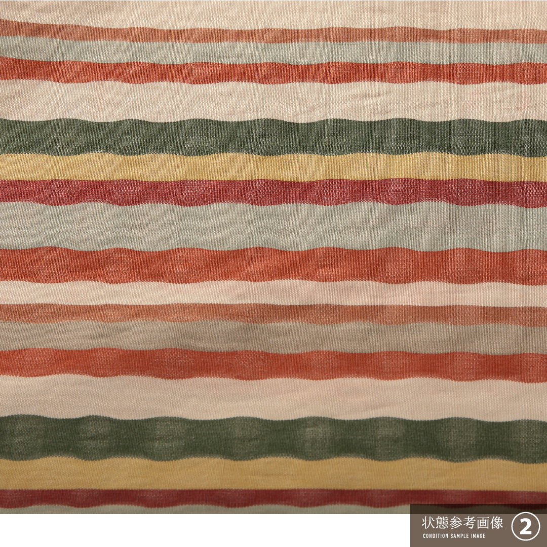 九寸名古屋帯 帯丈349cm カジュアル 名古屋仕立て 全通 Bランク 正絹 縞 多色系 1224-03825