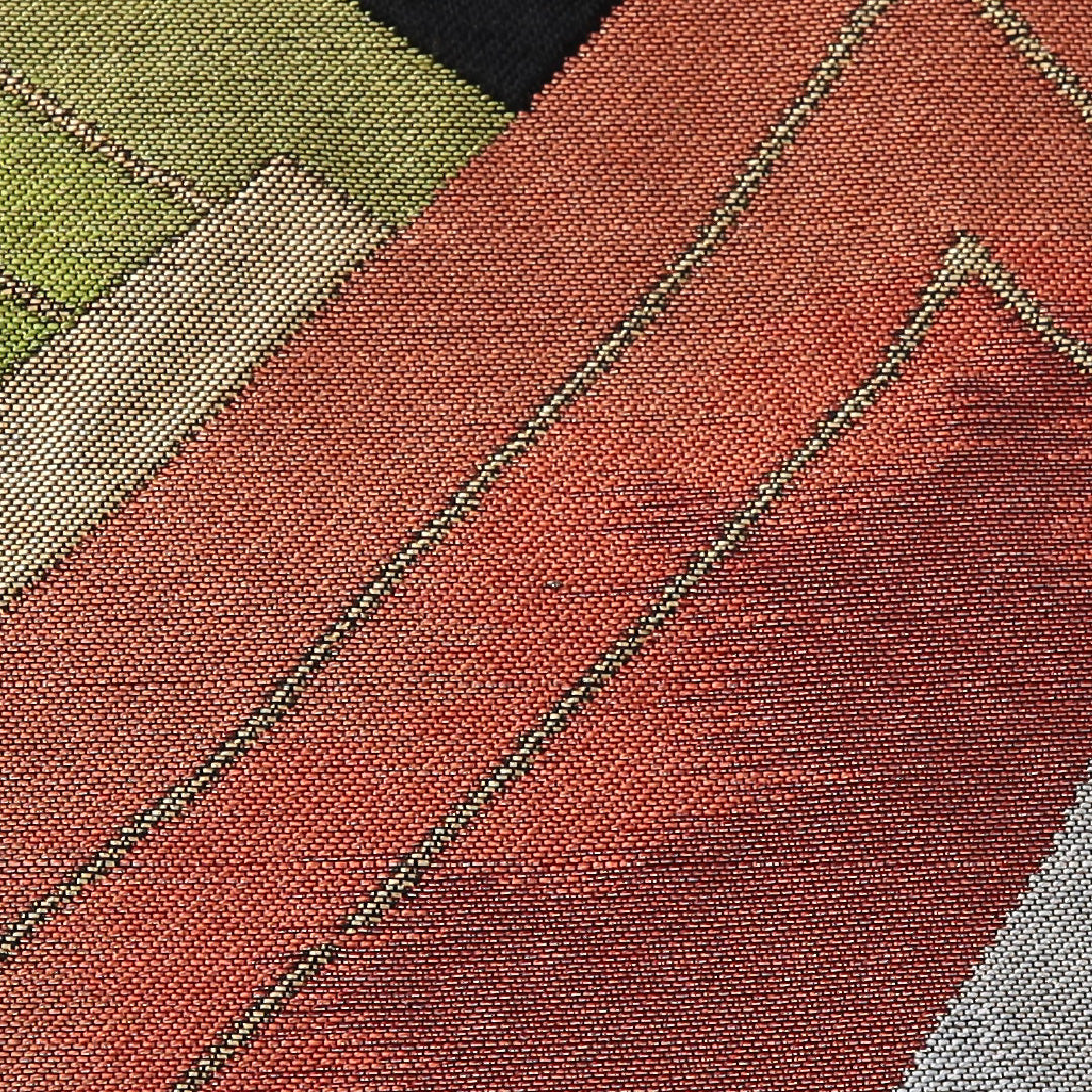 九寸名古屋帯 帯丈355cm カジュアル 名古屋仕立て ポイント柄 Sランク 正絹 創作柄 黒系 1224-03507