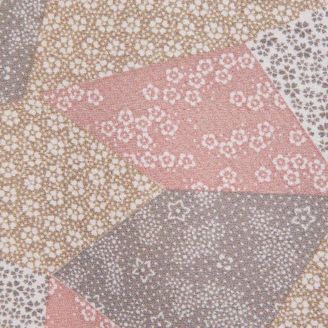 小紋 洗える着物 袷 身丈159cm 裄丈63cm ポリエステル Cランク Mサイズ 広衿 インフォーマル 寄せ柄 桜 多色系 1215-16098