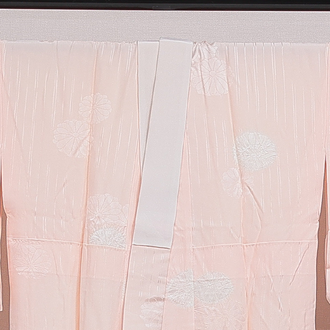 長襦袢 無双袖 身丈136cm 裄丈67cm 正絹 Aランク 2XLサイズ 菊 ピンク系 RP 1239-16557