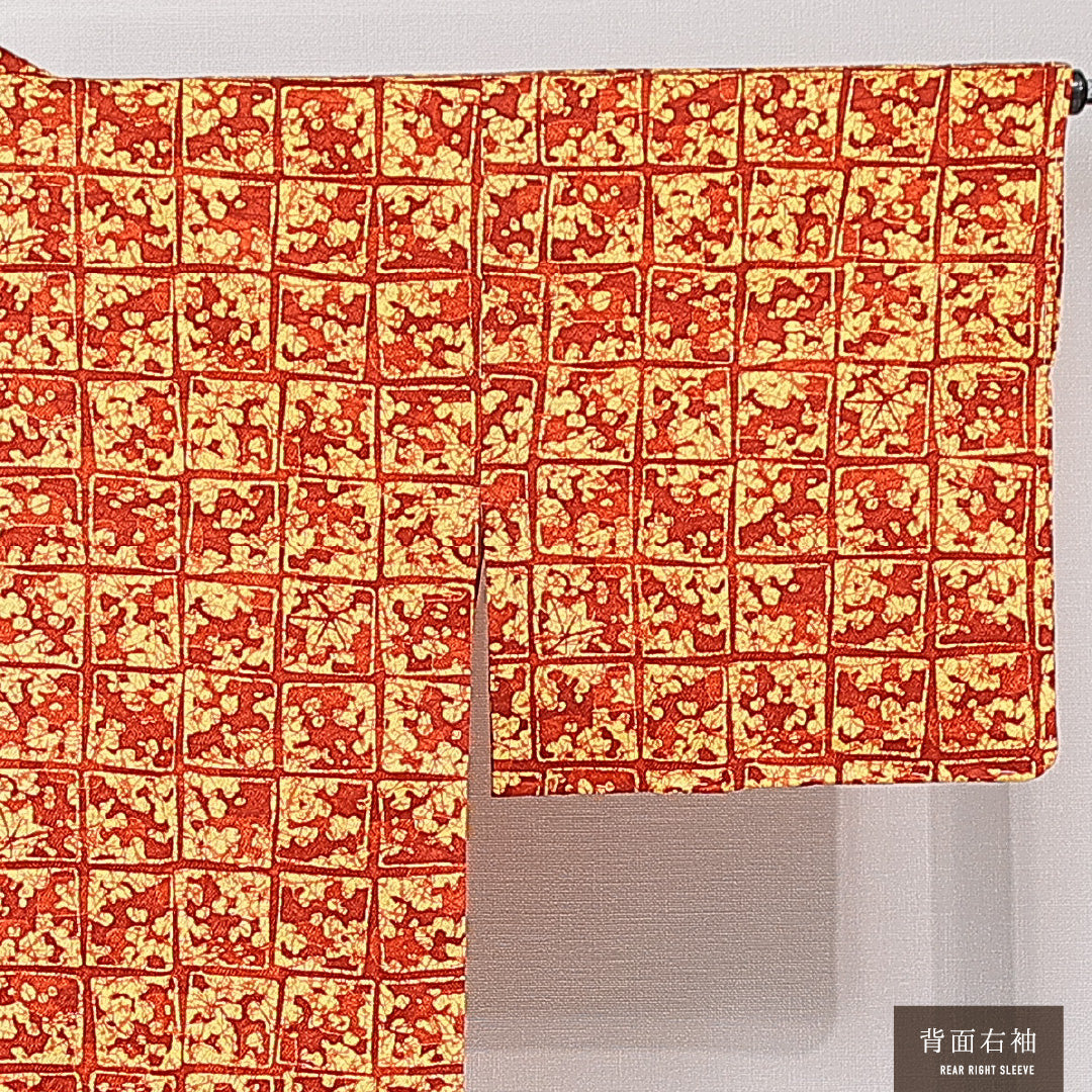 洗える着物 道中着 袷 身丈81cm 裄丈65cm ポリエステル Aランク セミフォーマル Mサイズ 格子 クリーム系 HP 1236-15167
