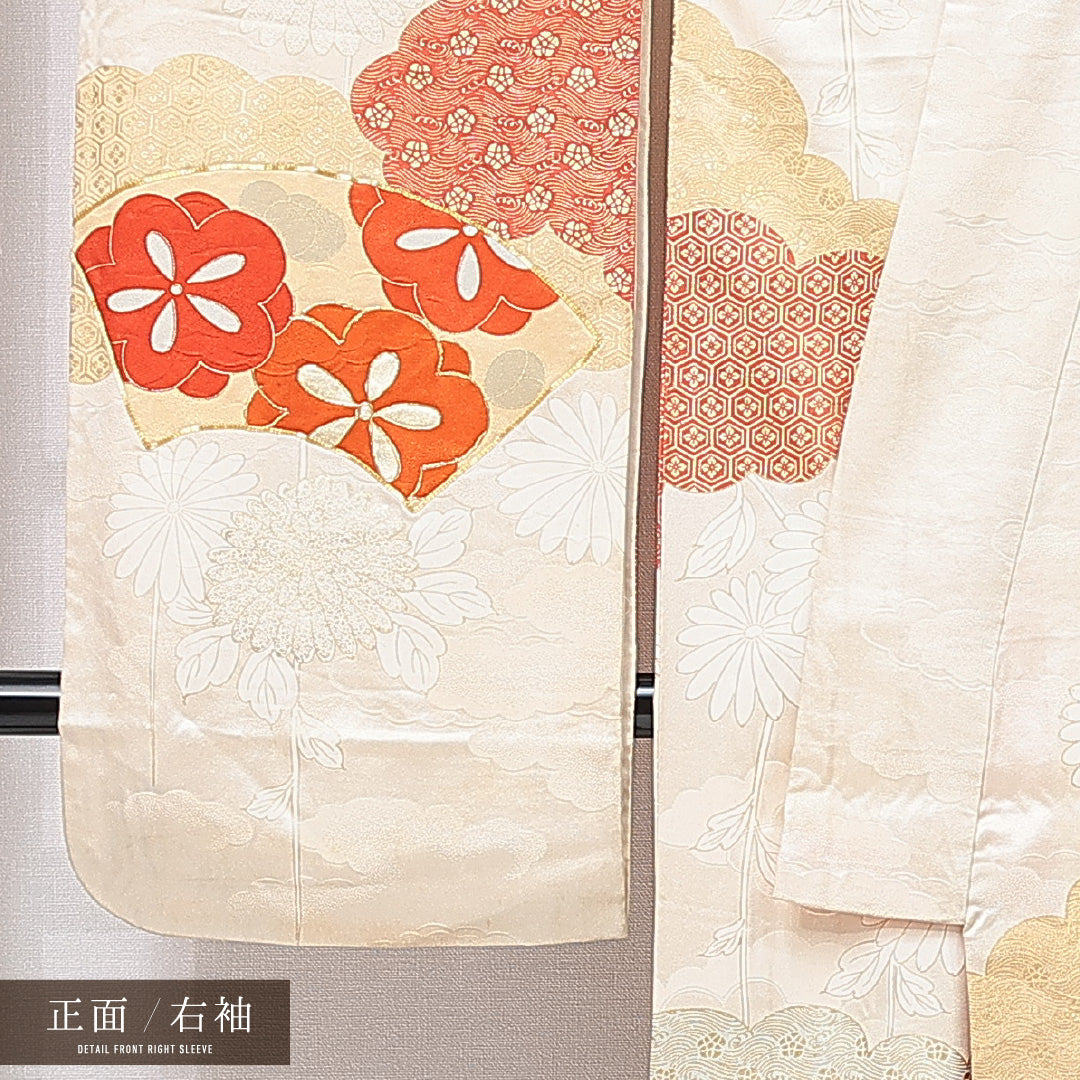 振袖 袷 身丈168cm 裄丈63cm フォーマル Cランク XLサイズ 正絹 広衿 牡丹 金駒刺繍 1213-F0671