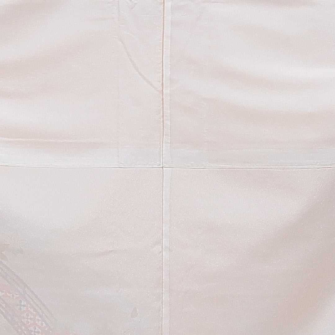 付下げ 洗える着物 袷 身丈162cm 裄丈64cm ポリエステル Cランク Lサイズ 広衿 インフォーマル 古典柄 橋 朱系 クリーム系 1261-16387