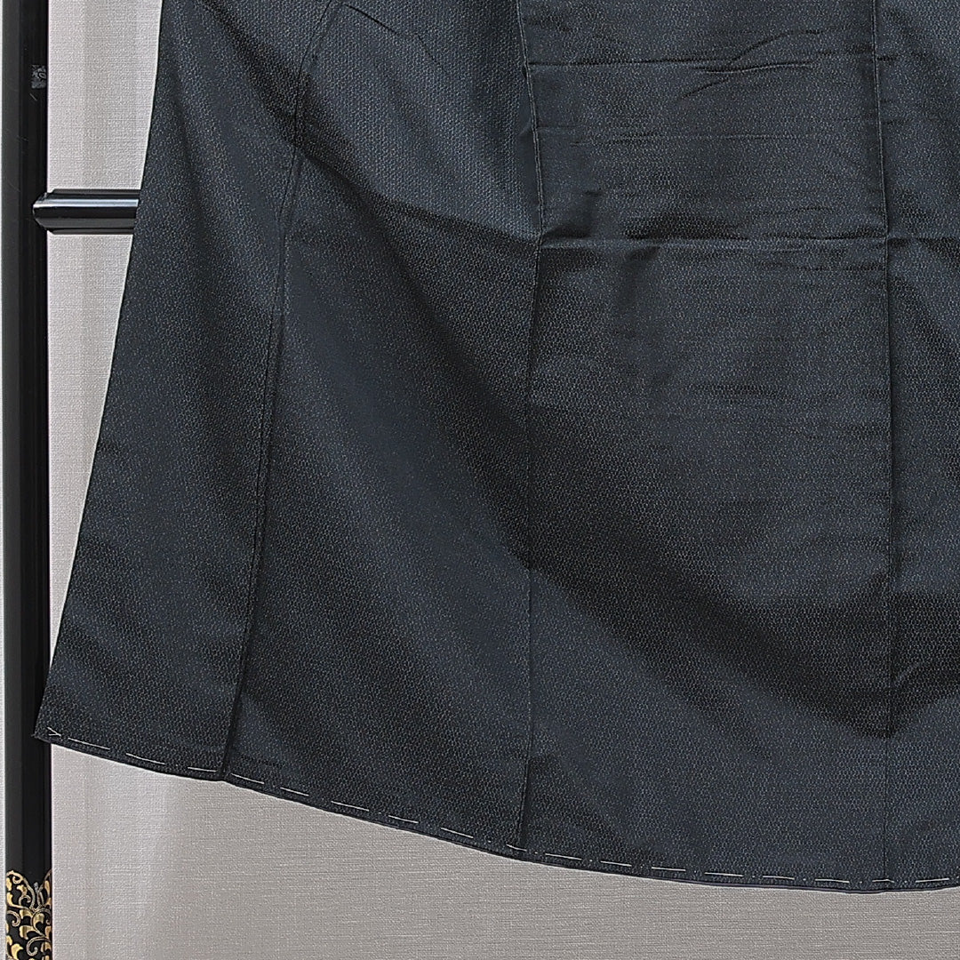 男着物 袷 身丈137cm 裄丈63cm 正絹 Sランク カジュアル 棒衿 Sサイズ 無地 黒系 RP 1224-15353