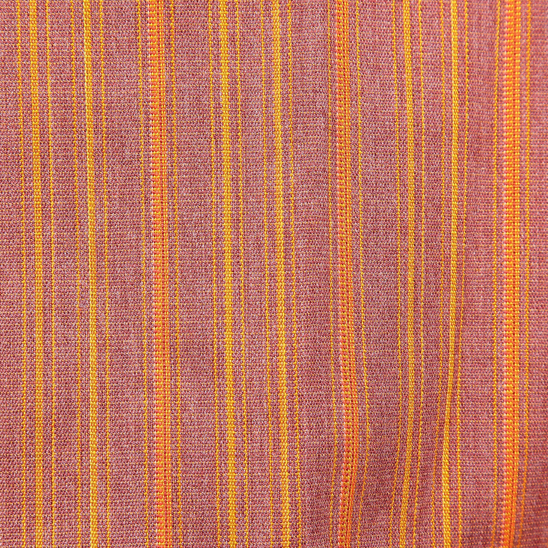 ウールの道中着(紬) 洗える着物 単衣 身丈69cm 裄丈66cm ウール Sランク Mサイズ カジュアル 縞 朱系 1264-16816