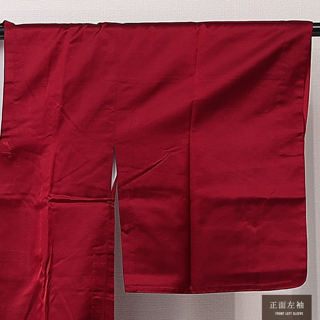 道行コート 袷 身丈133cm 裄丈65cm 正絹 Sランク カジュアル Mサイズ 無地 赤系 RP 1237-15280