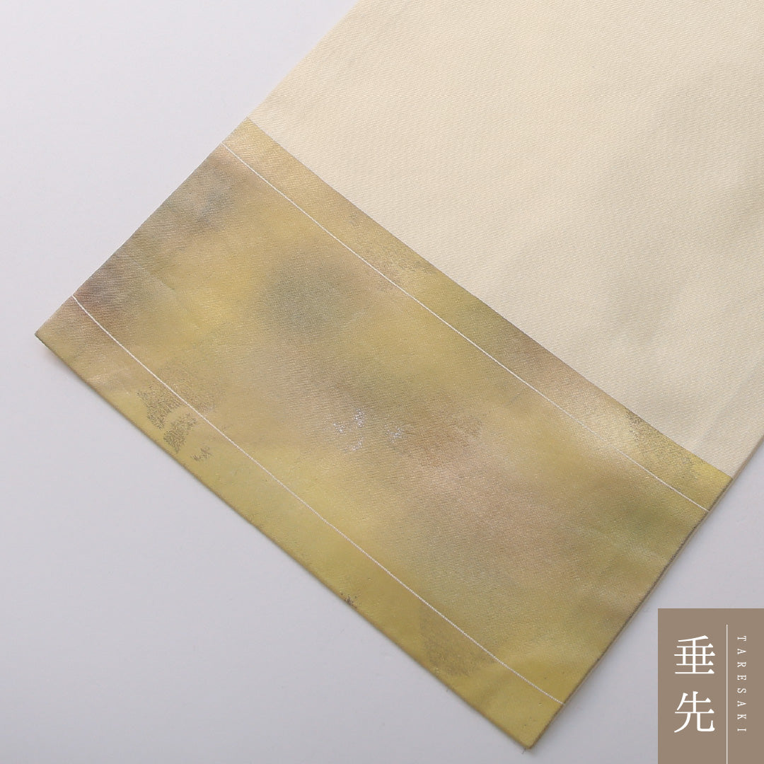 九寸名古屋帯 Aランク 帯丈340cm 正絹 ポイント柄 名古屋仕立て 織り インフォーマル 芙蓉 クリーム系 RP 1245-03701