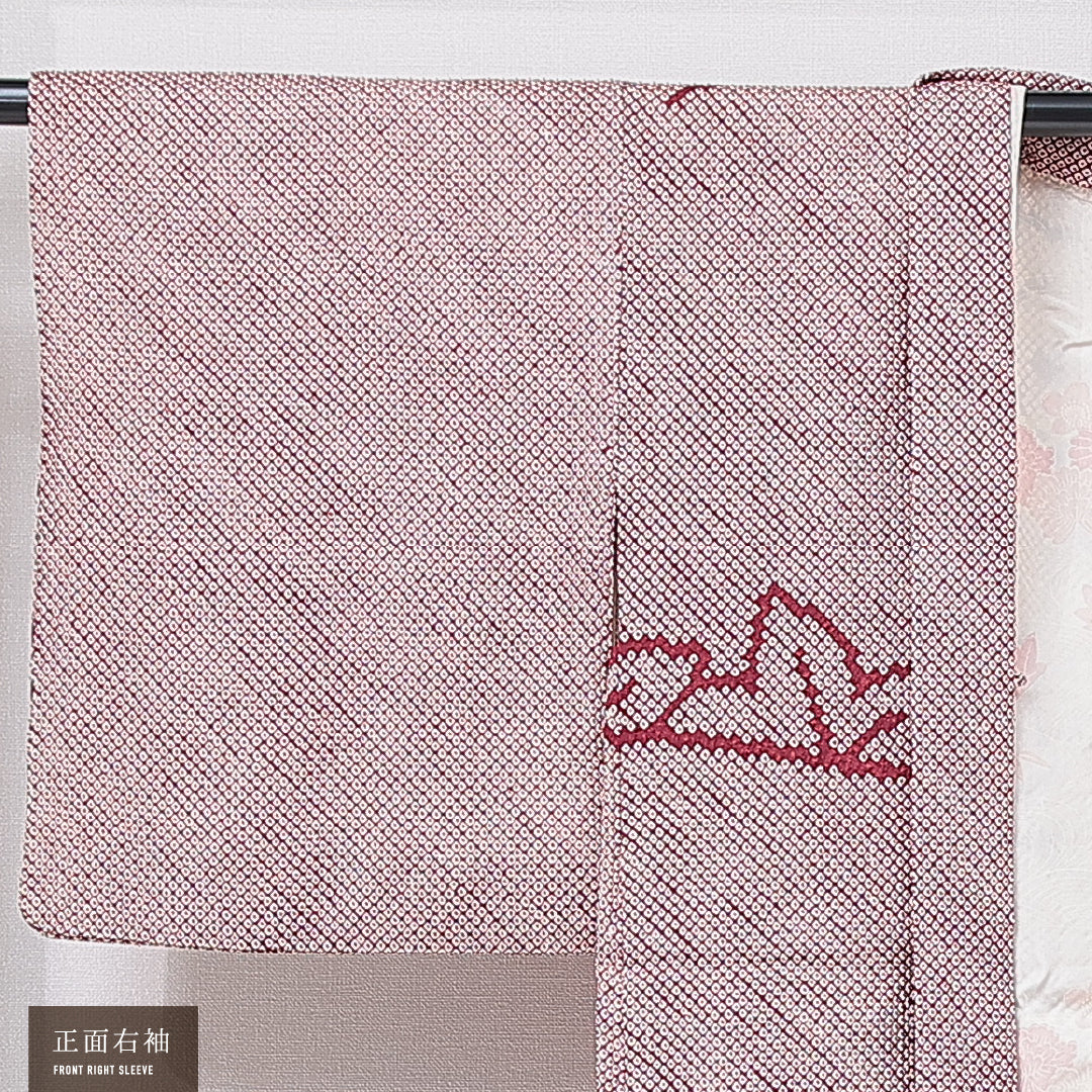 絵羽羽織 袷 身丈80cm 裄丈65cm 正絹 Cランク インフォーマル Mサイズ 梅 紅葉 赤系 HP 1234-16785