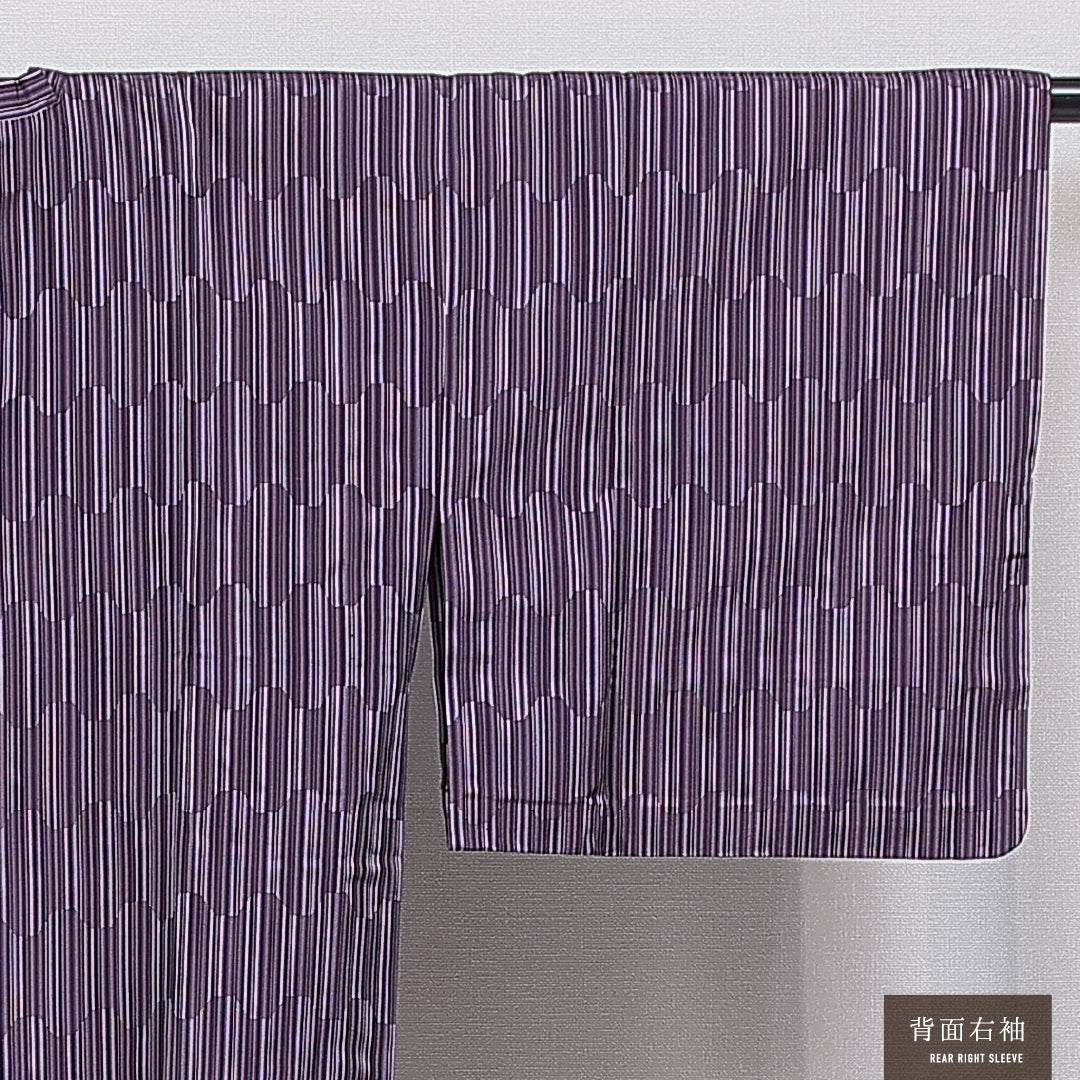 道行コート 袷 身丈124cm 裄丈62cm 正絹 Sランク セミフォーマル Sサイズ 蜀江 紫系 RP 1237-16199