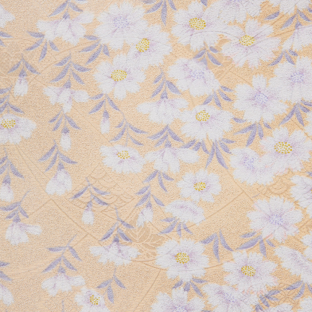 小紋 洗える着物 袷 身丈163cm 裄丈65cm ポリエステル Dランク Lサイズ 広衿 インフォーマル 撫子 クリーム系 朱系 1215-16353