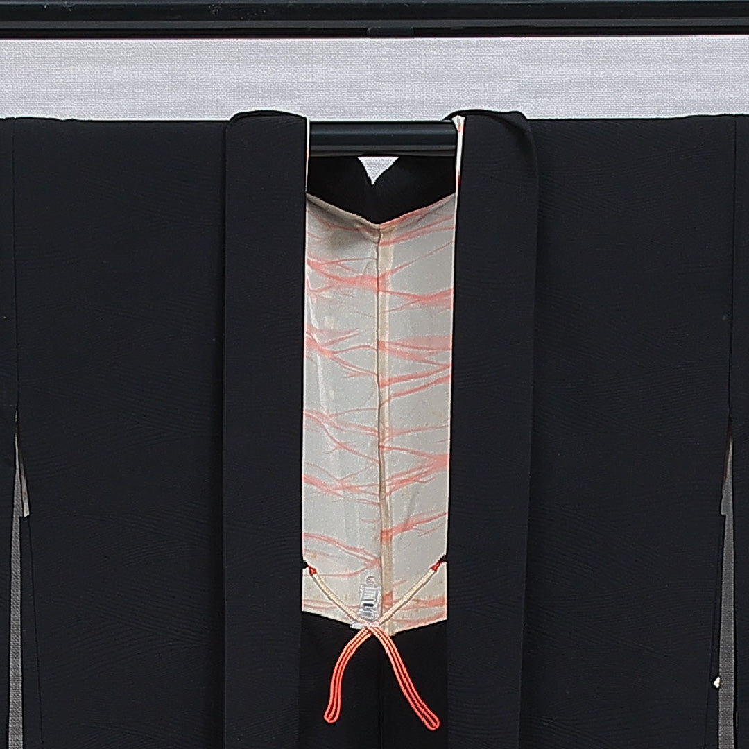 羽織 袷 身丈77cm 裄丈63cm 正絹 Aランク カジュアル Sサイズ 紐あり 山 黒系 RP 1232-16150