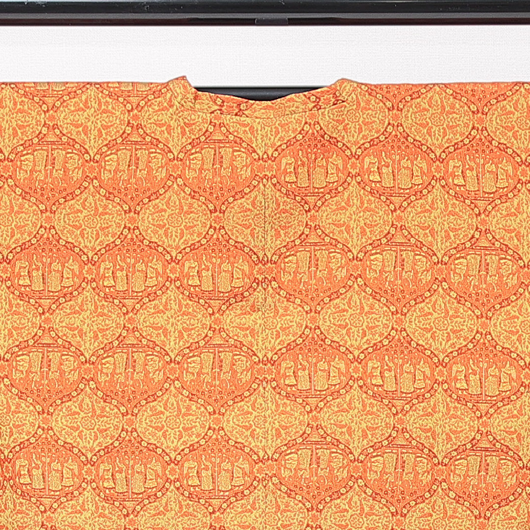 道行コート 袷 身丈88cm 裄丈32cm 正絹 Sランク Sサイズ フォーマル ポケットあり 創作柄 緑系 朱系 1263-15127