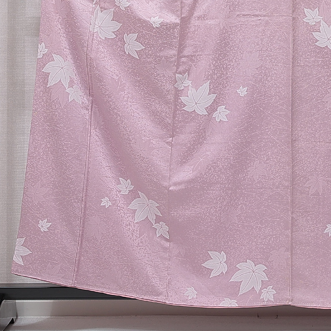 小紋 袷 身丈158cm 裄丈64cm 正絹 Cランク インフォーマル 広衿 Mサイズ 紅葉 紫系 HP 1221-15437