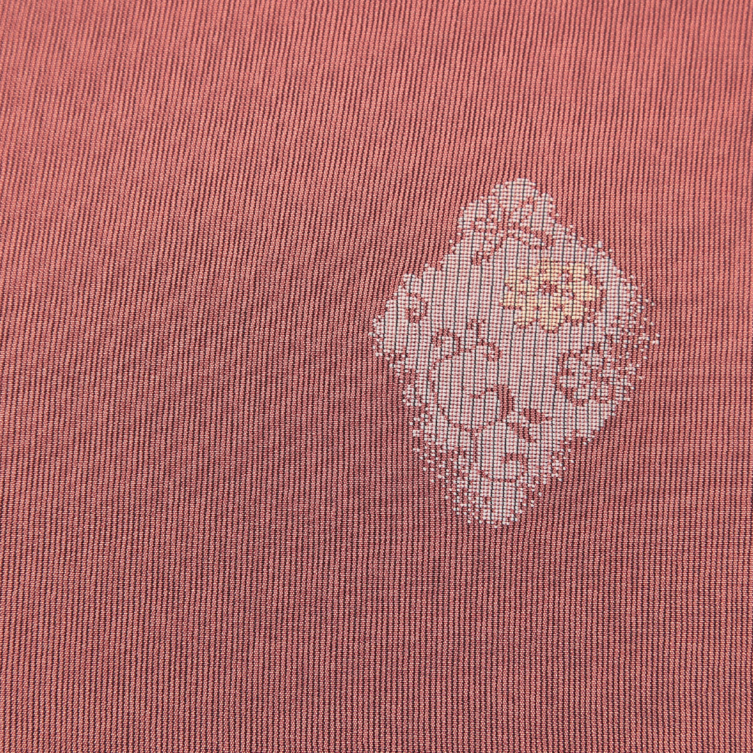 アンティーク 紬 袷 身丈153cm 裄丈63cm 正絹 Aランク Sサイズ 広衿 花柄 赤系 1216-15233