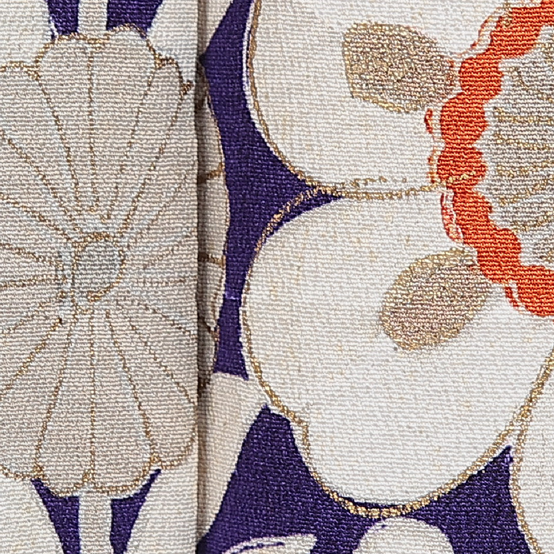 アンティーク 訪問着 袷 身丈156cm 裄丈61cm 正絹 Bランク Mサイズ 広衿 花柄 金彩 紫系 1212-15973