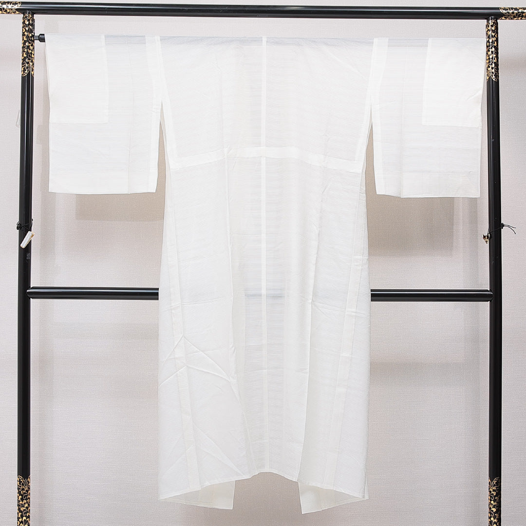 夏物 長襦袢 絽 身丈135cm 裄丈66cm 正絹 Bランク XLサイズ 無地 白系 RP 1239-15409