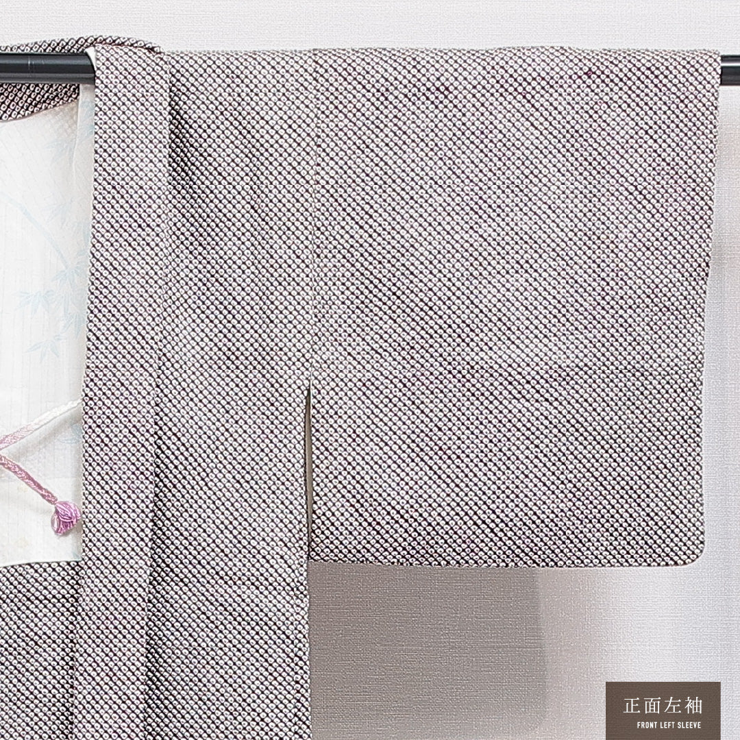 羽織 袷 身丈78cm 裄丈63cm 正絹 Cランク カジュアル Sサイズ 紐あり 鹿の子柄 紫系 LP 1232-16443