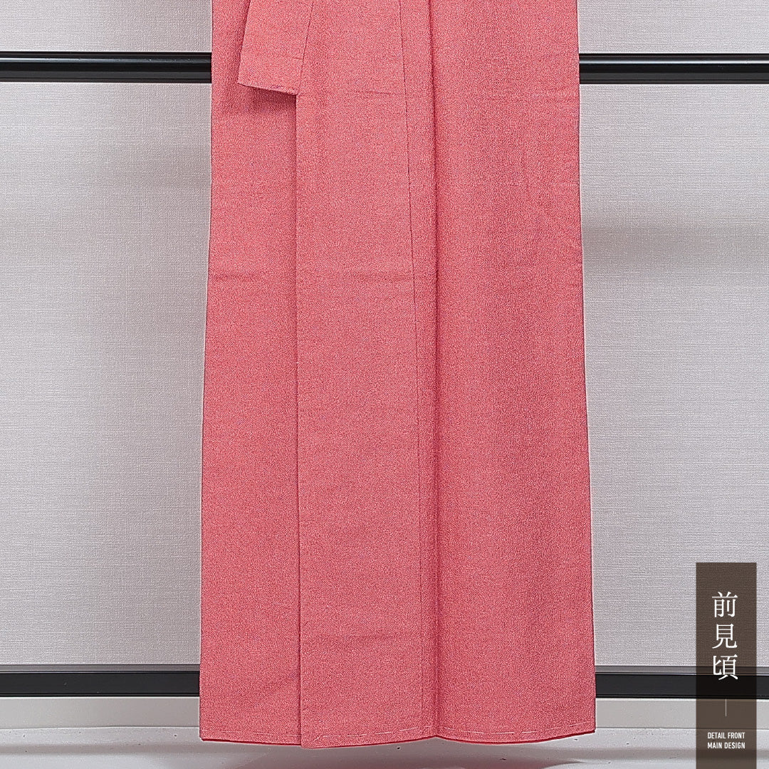 江戸小紋(鮫) 洗える着物 胴抜き 身丈158cm 裄丈64cm ポリエステル Sランク Mサイズ バチ衿 インフォーマル 赤系 1262-16410