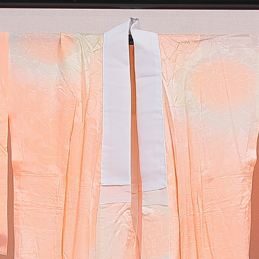 長襦袢 無双袖 身丈136cm 裄丈66cm 正絹 Bランク 2XLサイズ 菊 朱系 RP 1239-16535