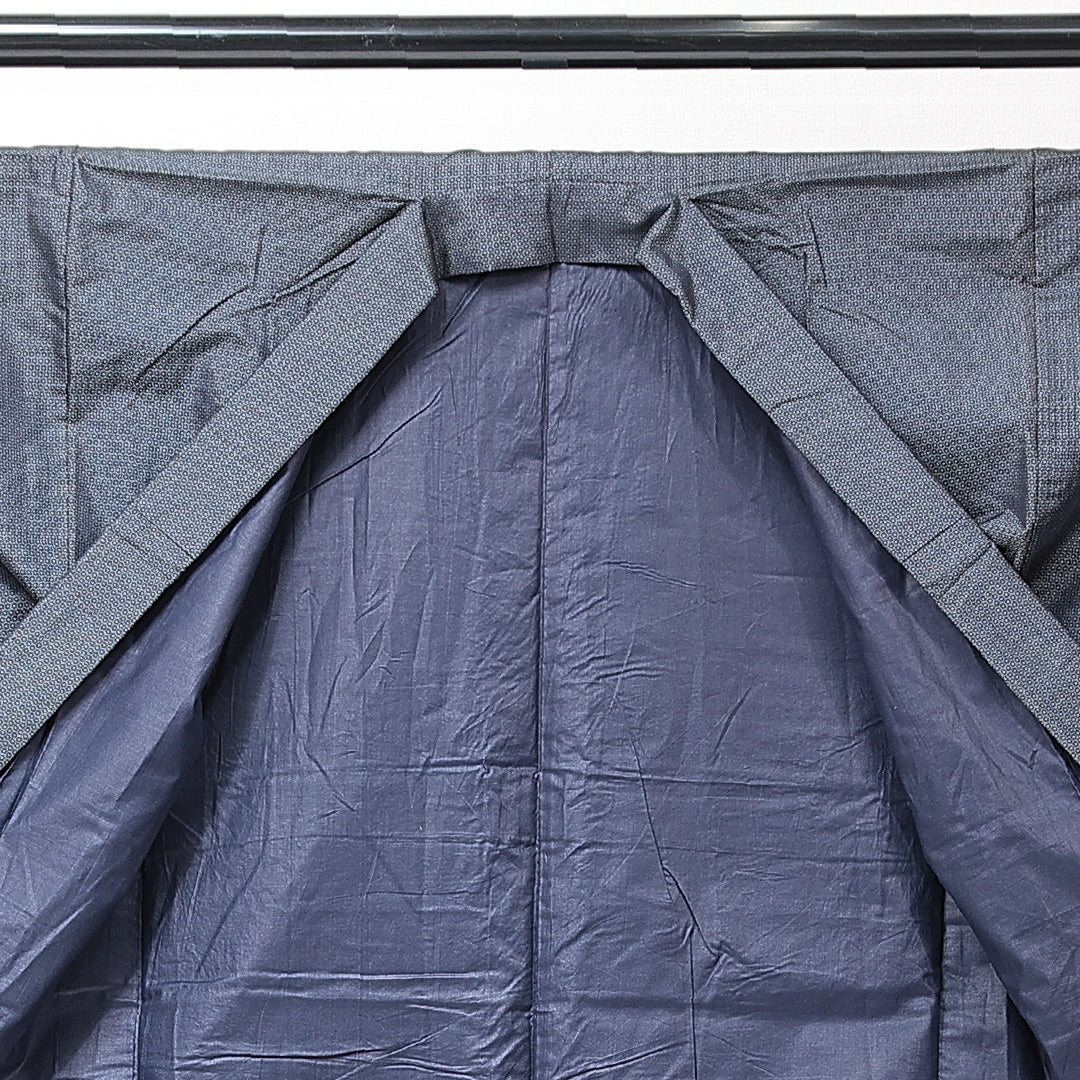 男着物 袷 身丈142cm 裄丈66cm 正絹 Aランク Mサイズ 棒衿 カジュアル 創作柄 茶系 1219-15238