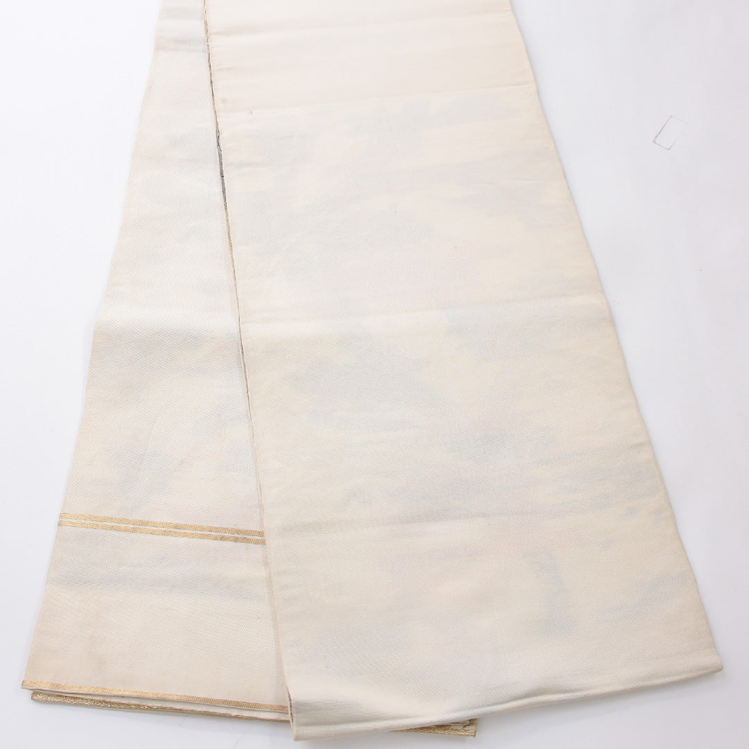 袋帯 帯丈410cm セミフォーマル 六通 未仕立て Cランク 正絹 唐華 クリーム系 1223-02228