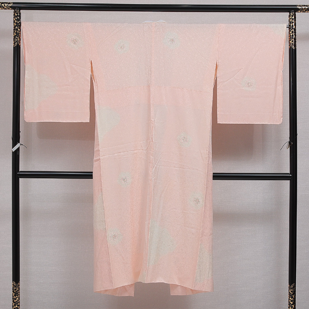 長襦袢 無双袖 身丈136cm 裄丈67cm 正絹 Aランク 2XLサイズ 花柄 ピンク系 RP 1239-16630