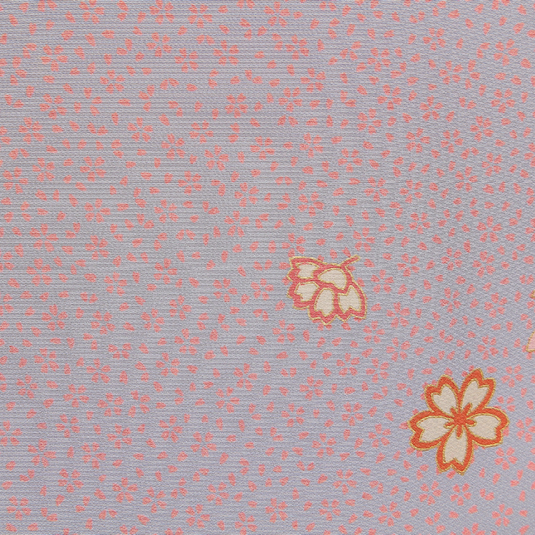 小紋 袷 身丈162cm 裄丈65cm 正絹 Bランク インフォーマル 広衿 Lサイズ 桜 グレー系 RP 1221-15198
