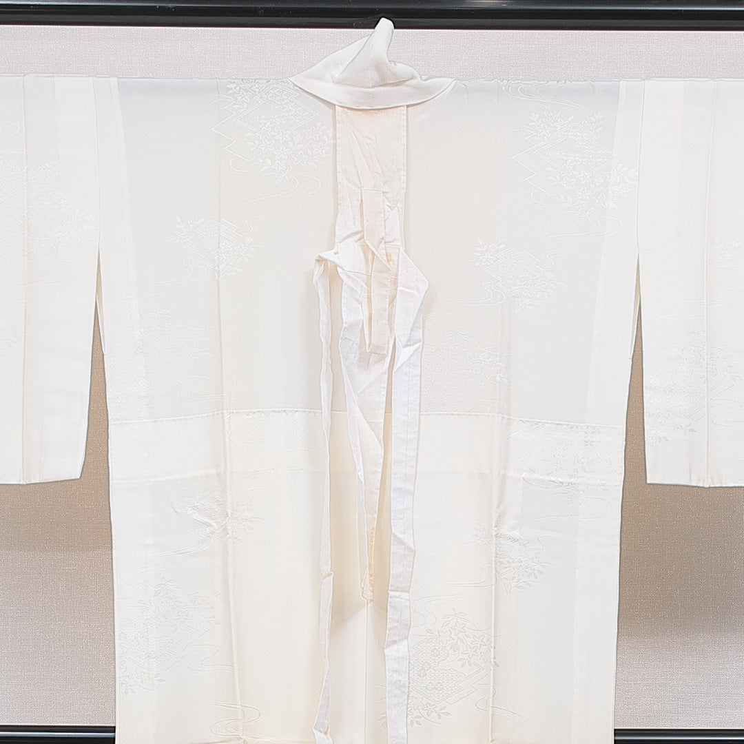 長襦袢 無双袖 身丈125cm 裄丈65cm 正絹 Cランク Mサイズ 古典柄 クリーム系 1229-16709