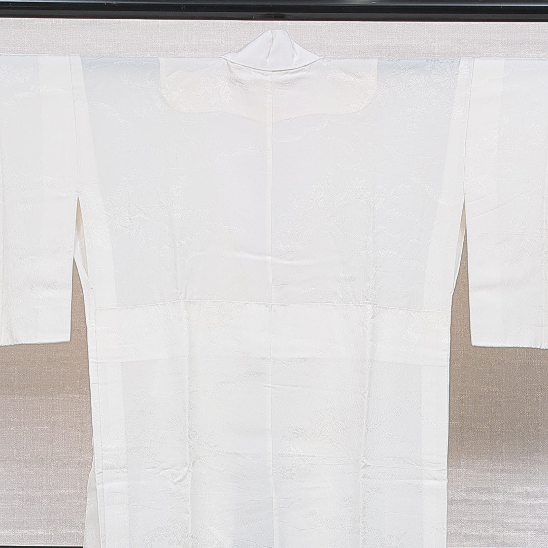 長襦袢 無双袖 身丈126cm 裄丈62cm 正絹 Cランク Mサイズ 古典柄 クリーム系 1229-16710