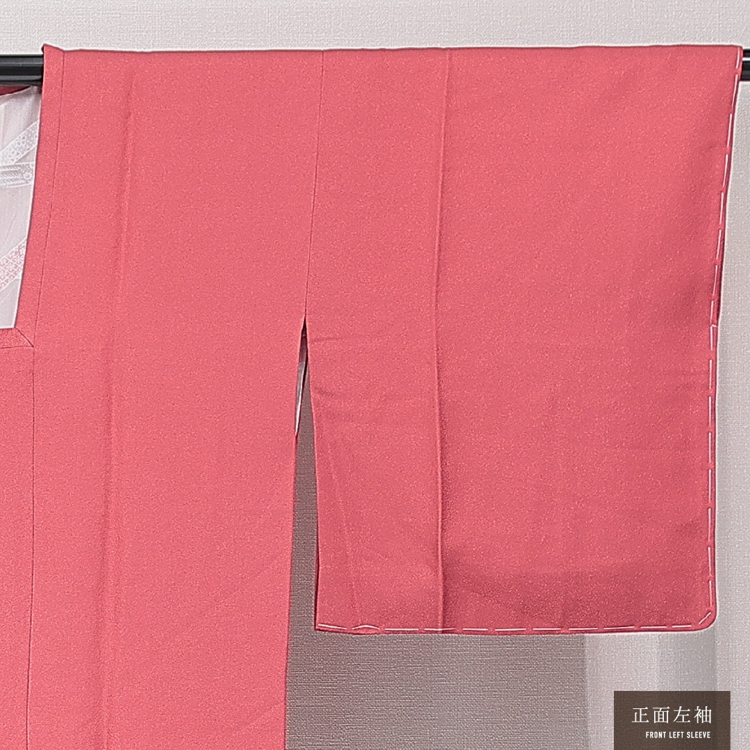 道行コート 単衣 身丈81cm 裄丈65cm 正絹 Sランク セミフォーマル Mサイズ ポケットあり 抱き茗荷 ピンク系 RP 1237-15183
