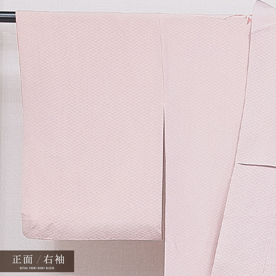 付下げ 袷 身丈156cm 裄丈64cm 正絹 Sランク インフォーマル 広衿 Mサイズ 花柄 ピンク系 RP 1218-16654