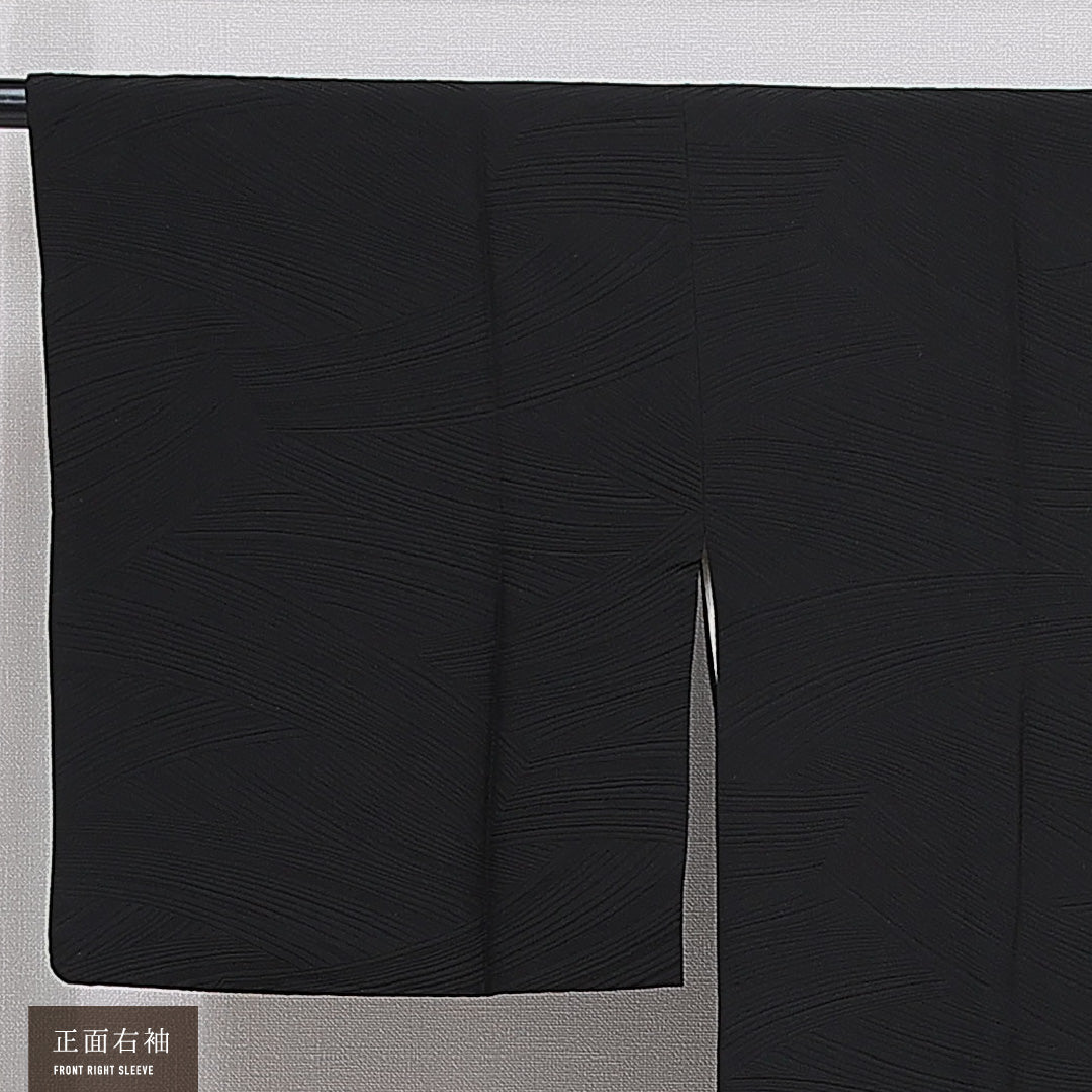 道行コート 袷 身丈95cm 裄丈63cm 正絹 Aランク セミフォーマル Sサイズ ポケットあり 無地 黒系 RP 1237-15456