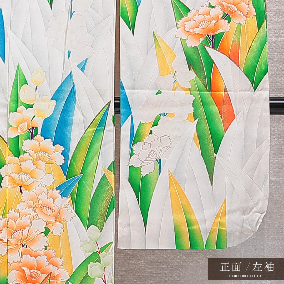 振袖 袷 身丈158cm 裄丈63cm フォーマル Cランク Mサイズ 正絹 広衿 牡丹 1213-F0757