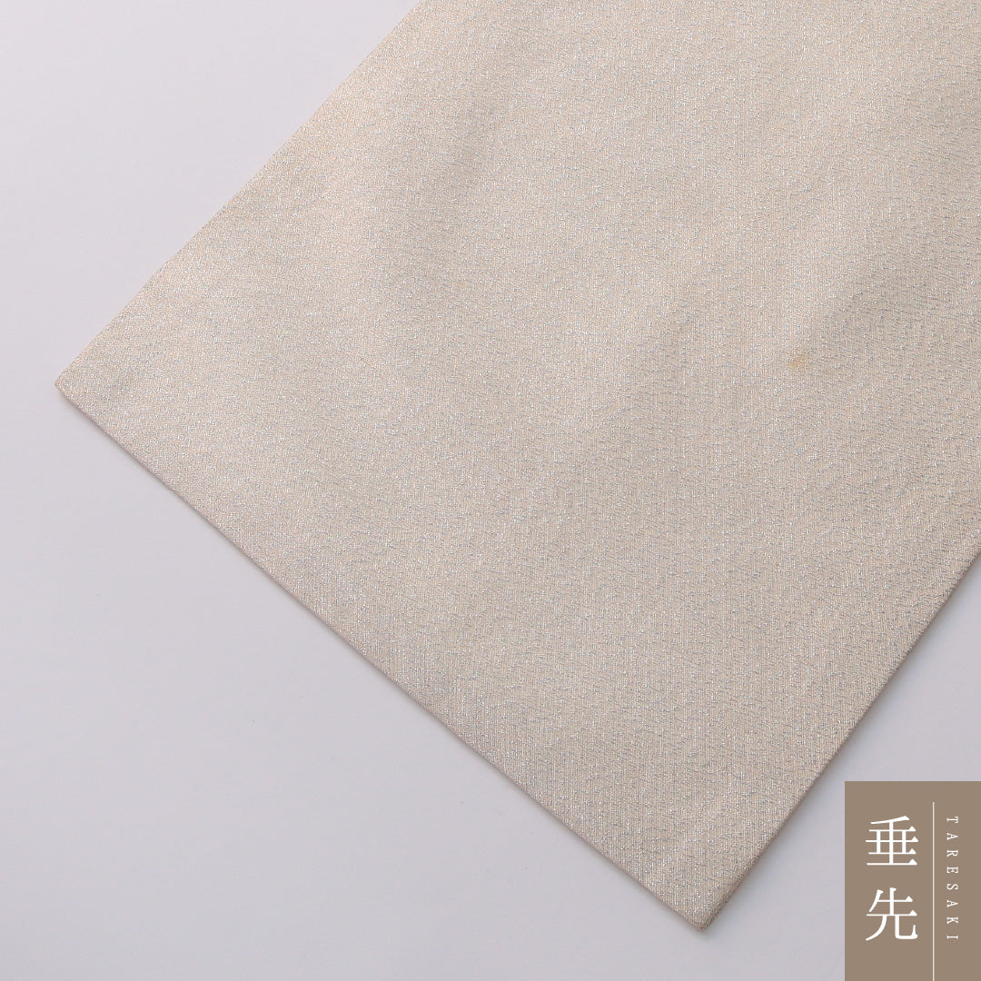 九寸名古屋帯 帯丈335cm セミフォーマル 名古屋仕立て ポイント柄 Cランク 正絹 蝶 菊 クリーム系 金系 1224-03201