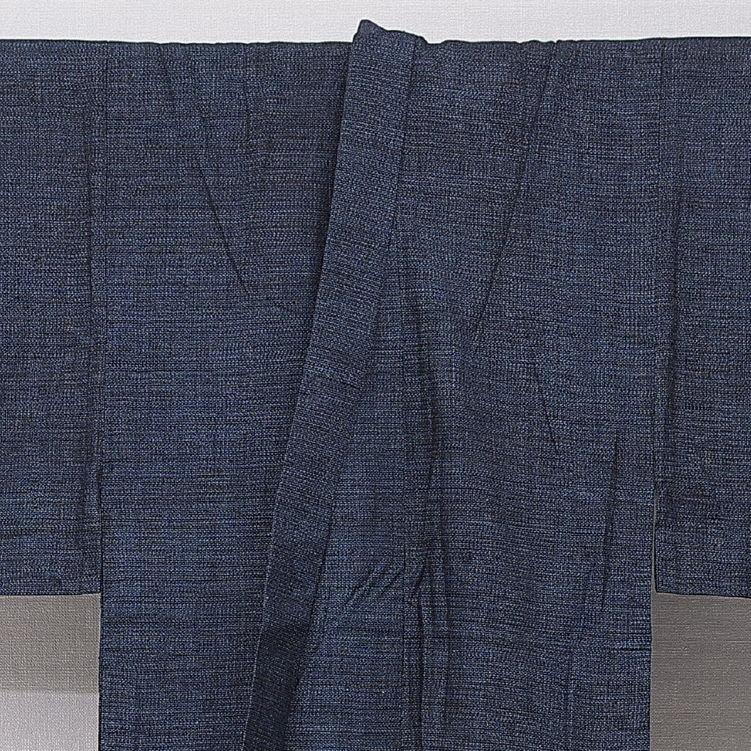 男着物 単衣 身丈139cm 裄丈66cm 正絹 Aランク カジュアル 棒衿 Sサイズ 居敷当て 肩当て 亀甲絣 紺系 RP 1224-15897