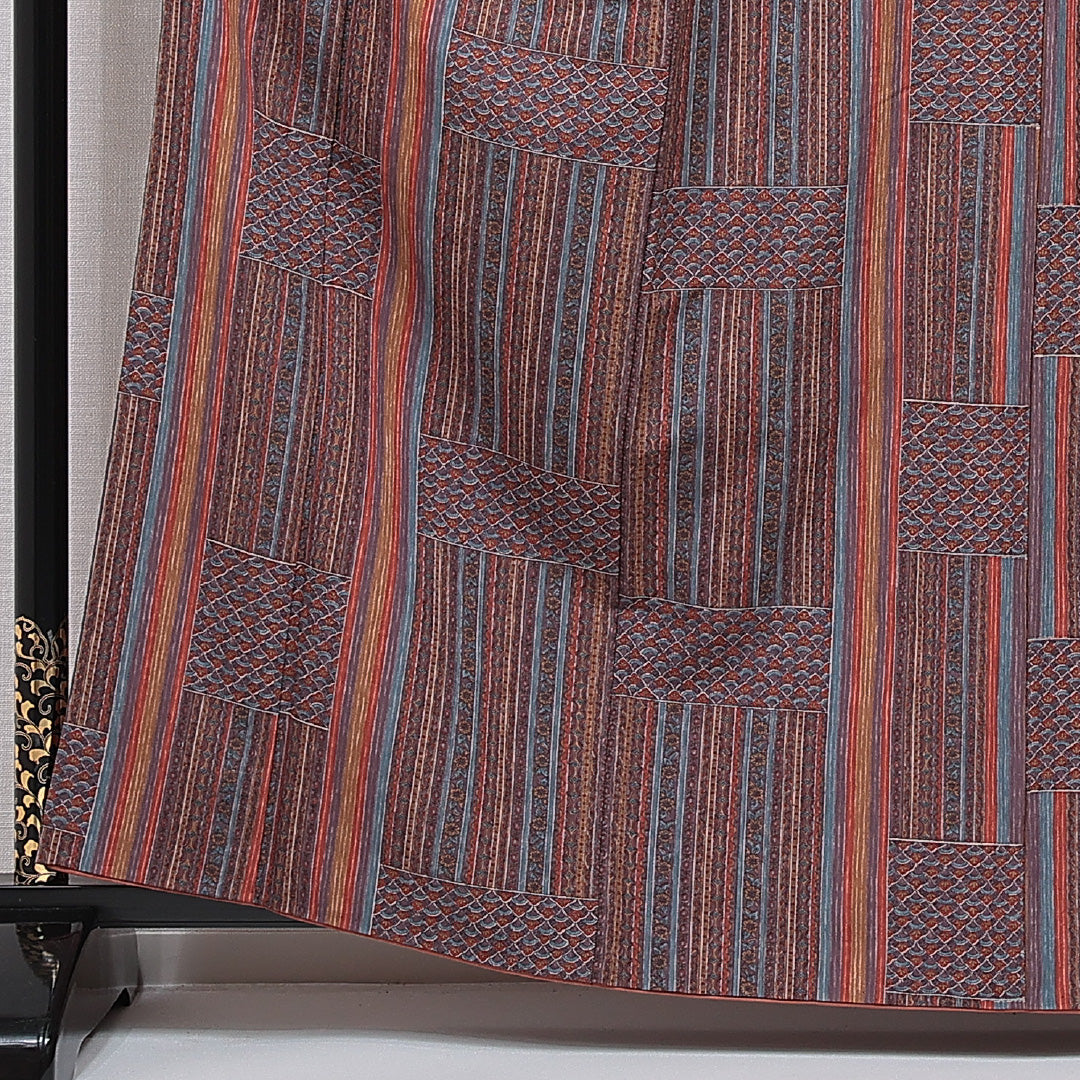 小紋 袷 身丈163cm 裄丈63cm 正絹 Sランク Lサイズ 広衿 インフォーマル 創作柄 多色系 1215-15487