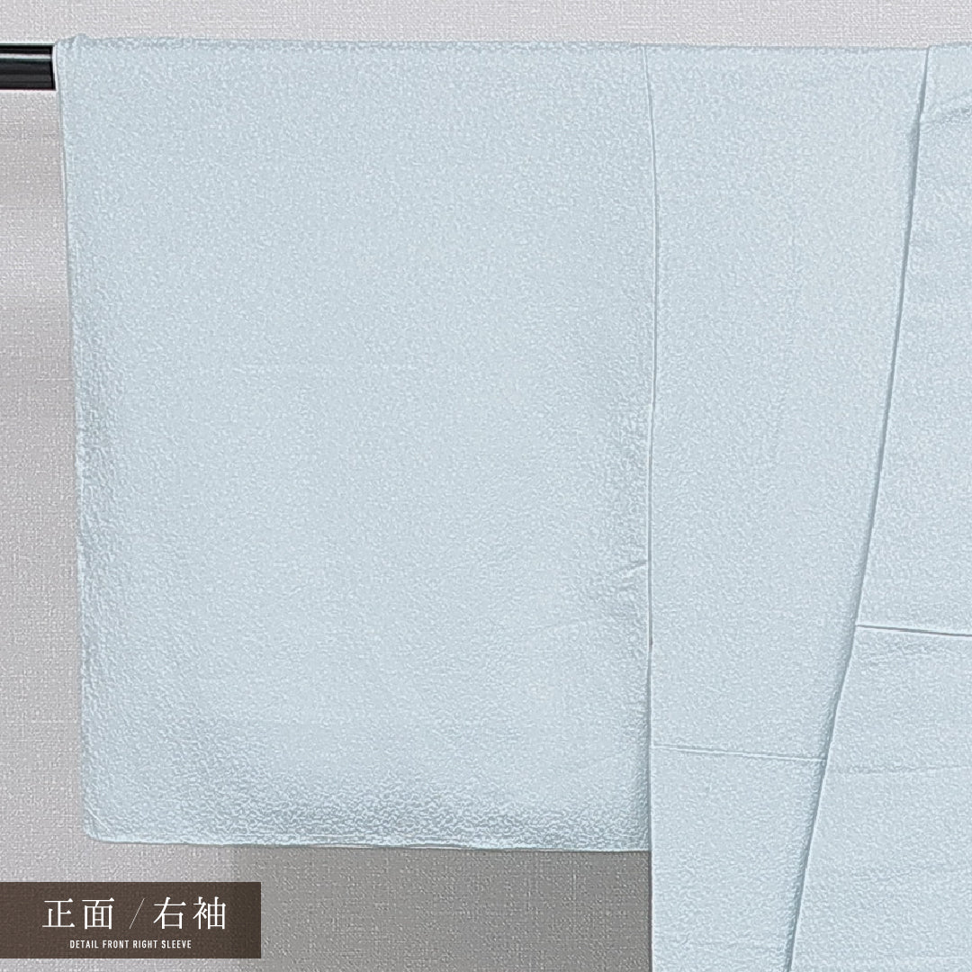 付下げ 袷 身丈150cm 裄丈62cm 正絹 Sランク 一つ紋 セミフォーマル 広衿 Sサイズ 刺繍 汕頭刺繍 松皮菱 花柄 水色系 M4 1218-15911