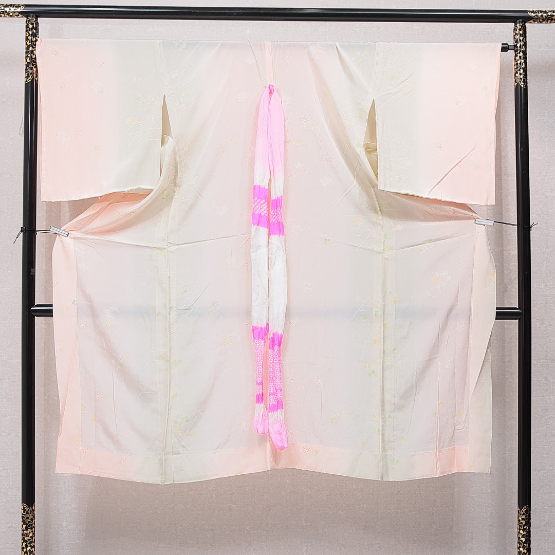 長襦袢 袷 身丈127cm 裄丈68cm 正絹 Aランク Mサイズ 梅 ピンク系 RP 1239-15396
