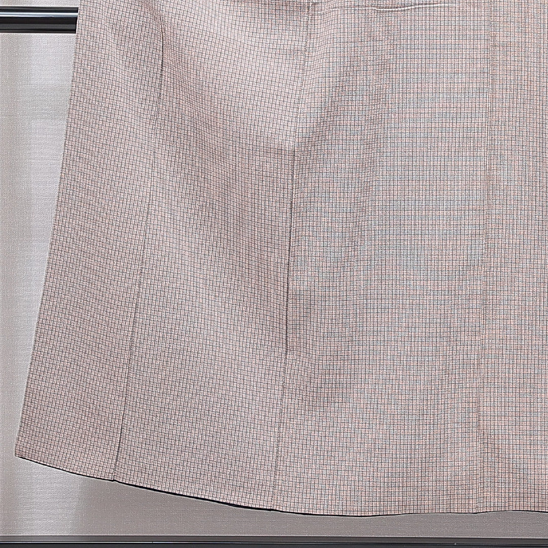 紬 袷 身丈151cm 裄丈62cm 正絹 Dランク Sサイズ 広衿 カジュアル 格子 グレー系 1216-15527